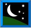 Crescent moon and stars in a dark night sky