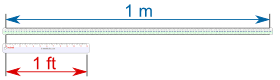 One-foot ruler shown next to a one-meter ruler for scale comparison