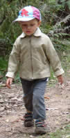 Person walking on a path through a park